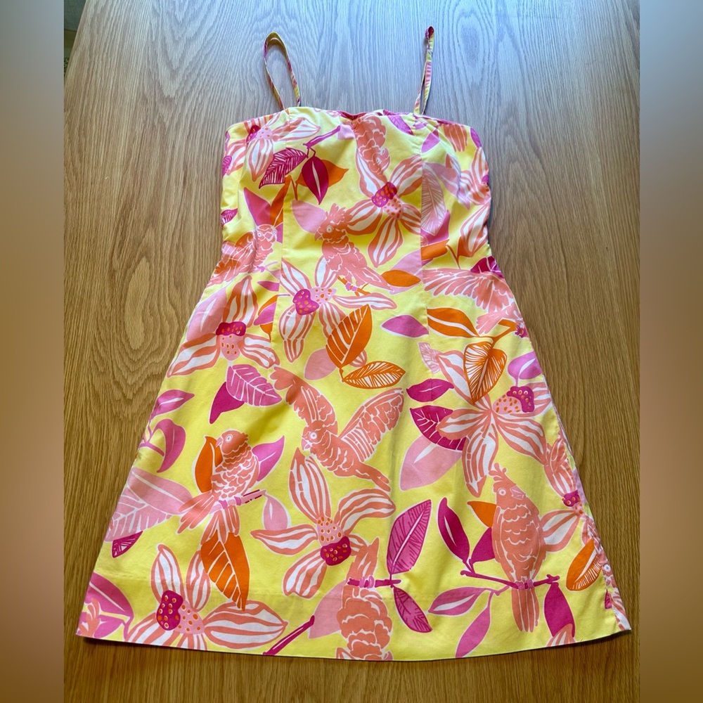 Preppy 👗 Lilly Pulitzer Tropical Parrot & Floral Spaghetti-Strap